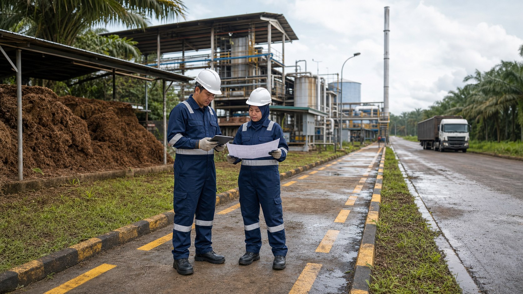 Representative field professionals assessing a Malaysian palm-sector site